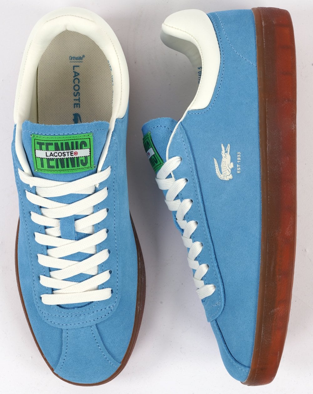 Lacoste Baseshot Suede Trainer Blue/Gum - Image 4