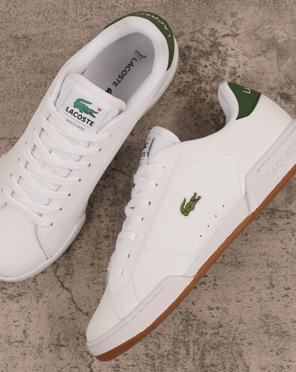 Lacoste Carnaby Cup Leather Trainers White/Dark Green - Image 2