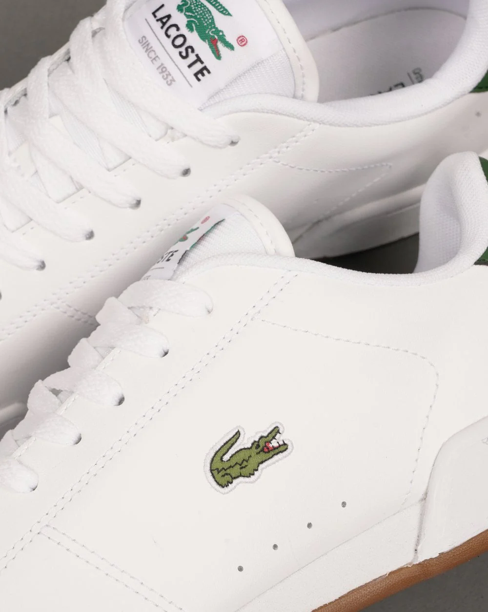 Lacoste Carnaby Cup Leather Trainers White/Dark Green - Image 3