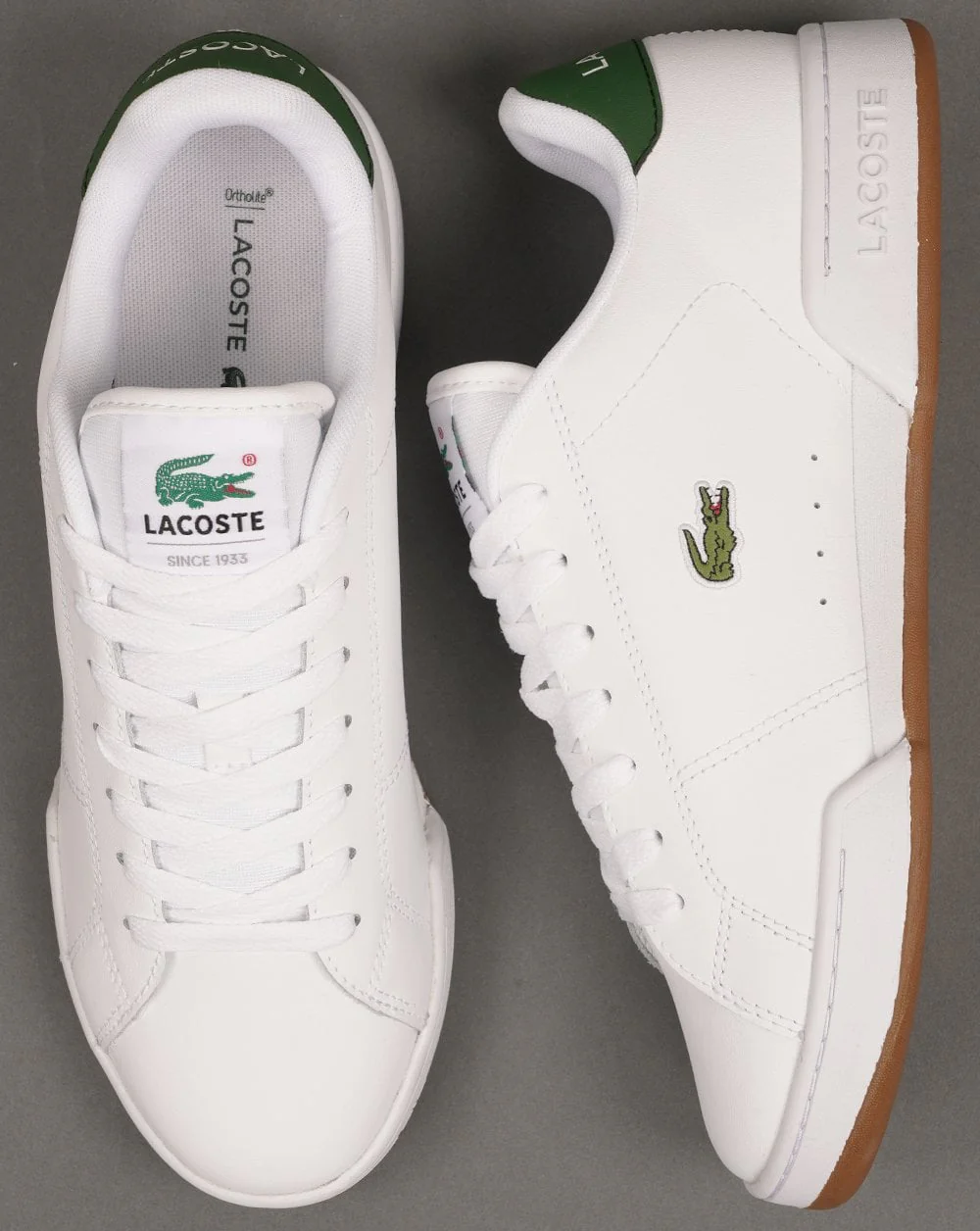 Lacoste Carnaby Cup Leather Trainers White/Dark Green - Image 4