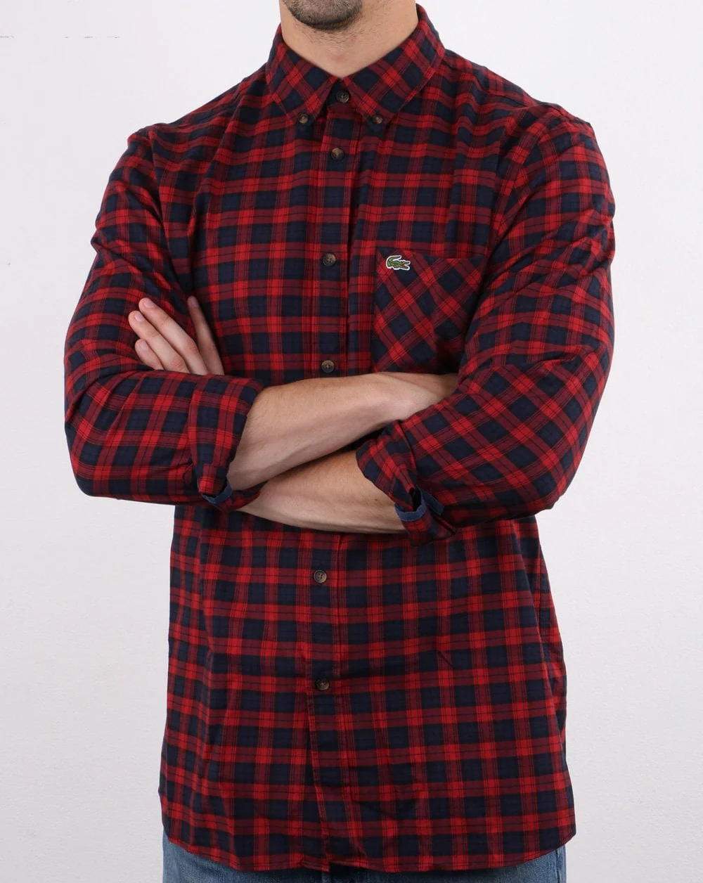 Lacoste Check Shirt Navy/Red - Image 3