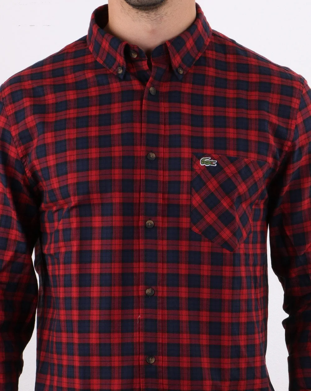 Lacoste Check Shirt Navy/Red - Image 4