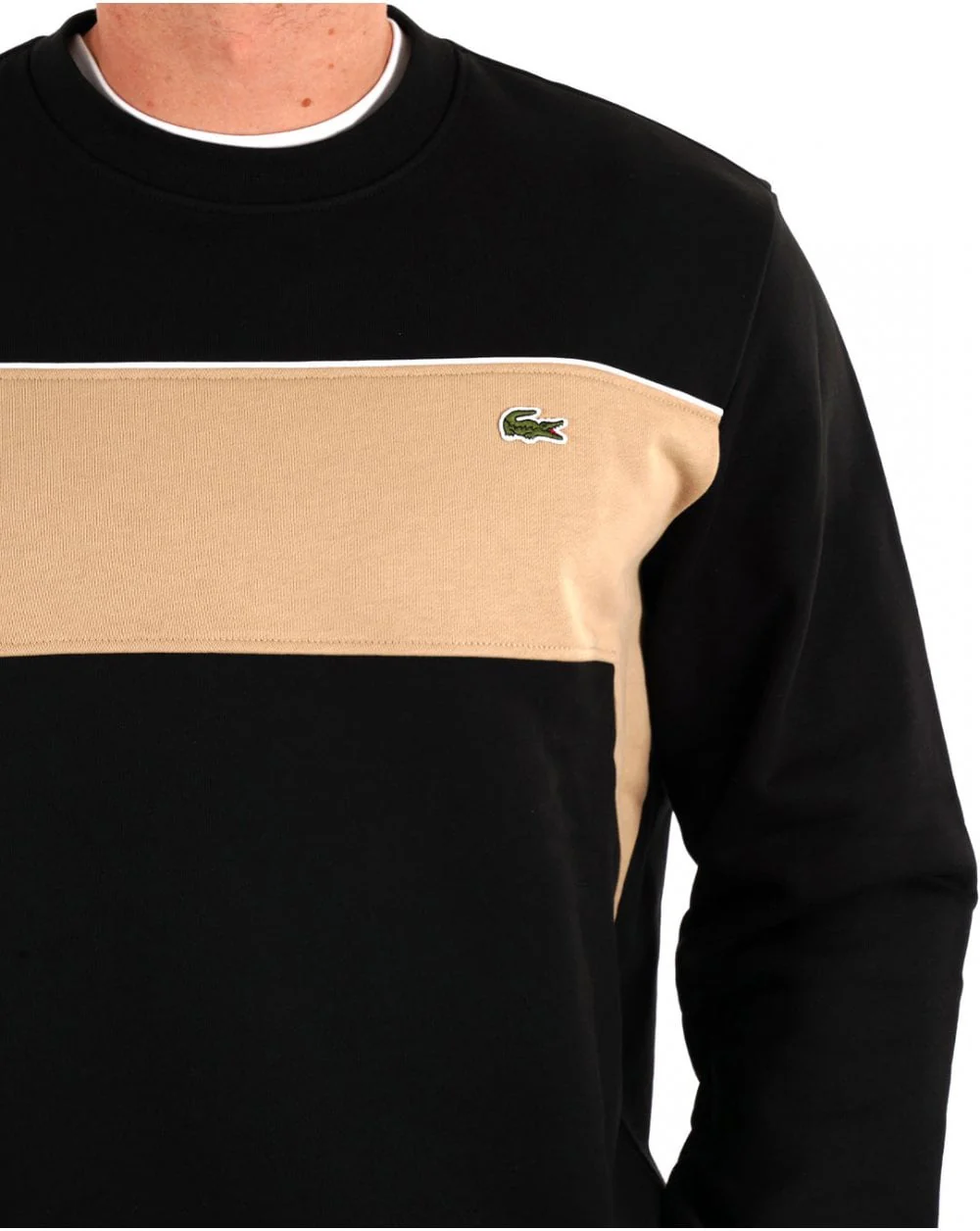 Lacoste Colour Block Sweatshirt Black Sand - Image 2