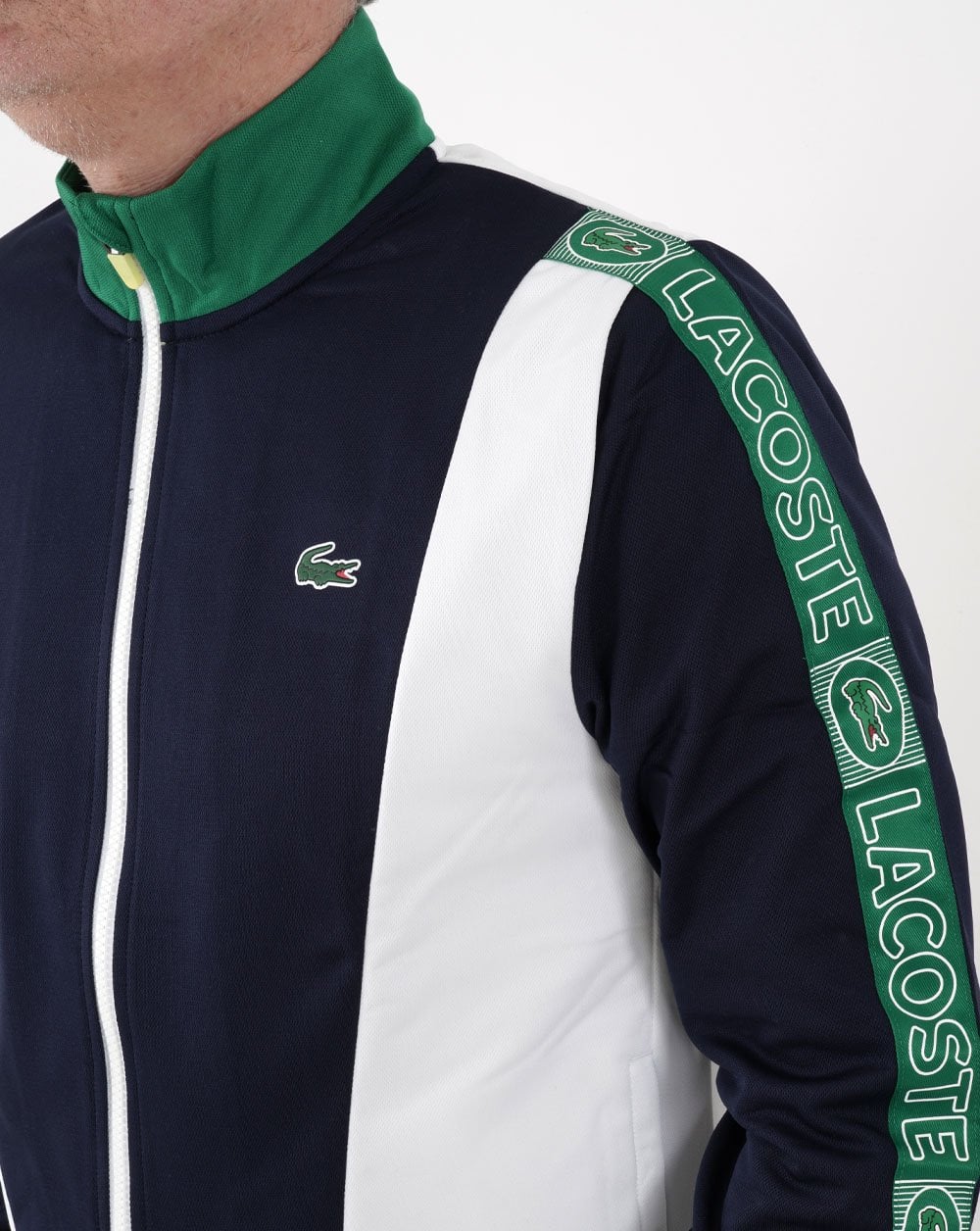 Lacoste Colour Block Track Top Navy/White/Green - Image 2