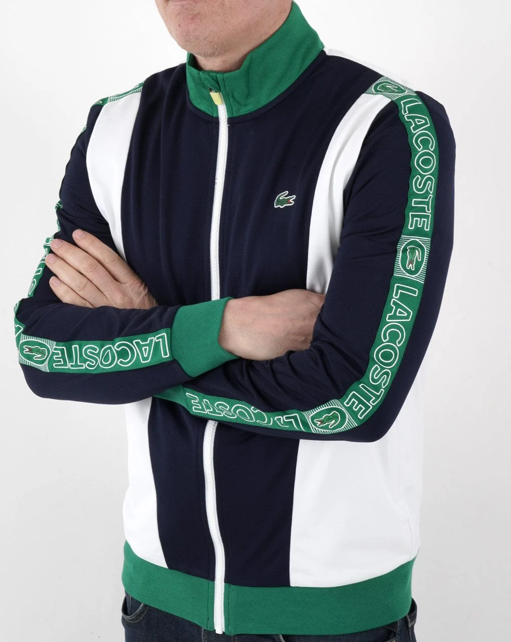 Lacoste Colour Block Track Top Navy/White/Green - Image 3