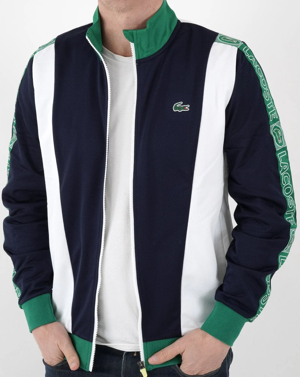 Lacoste Colour Block Track Top Navy/White/Green - Image 4