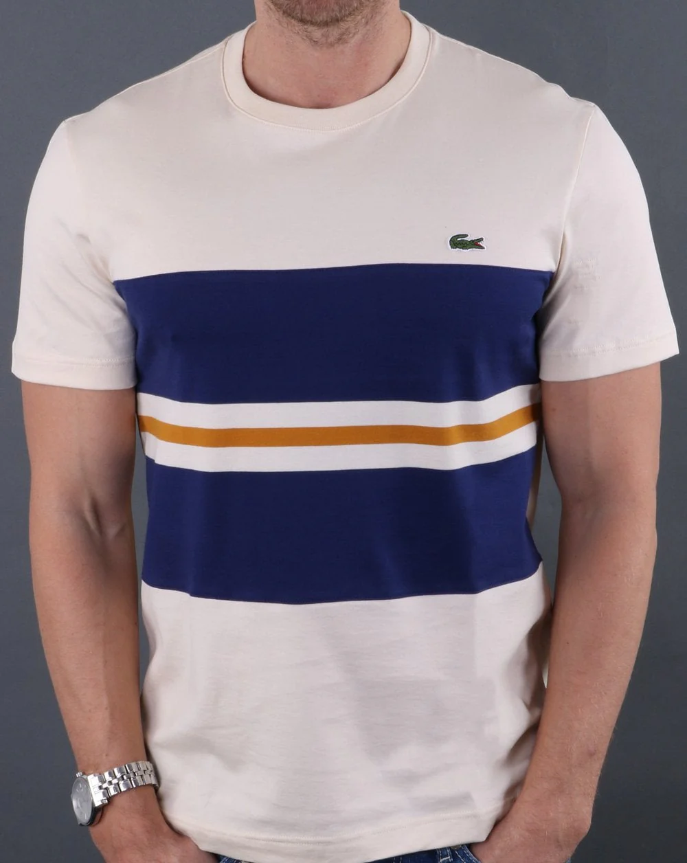 Lacoste Colourblock T-shirt Cream/Navy