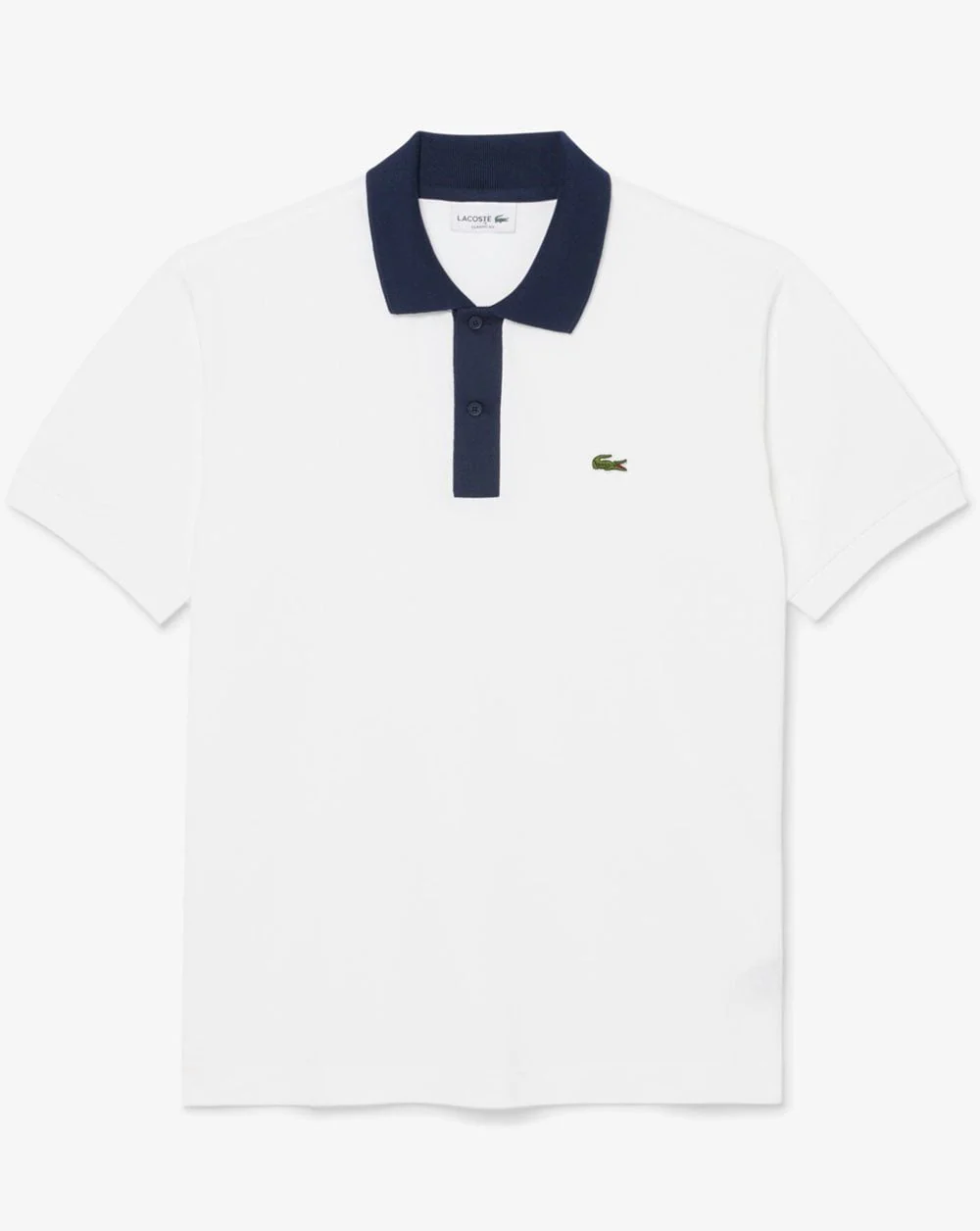 Lacoste Contrast Collar Polo Shirt White / Navy - Image 3