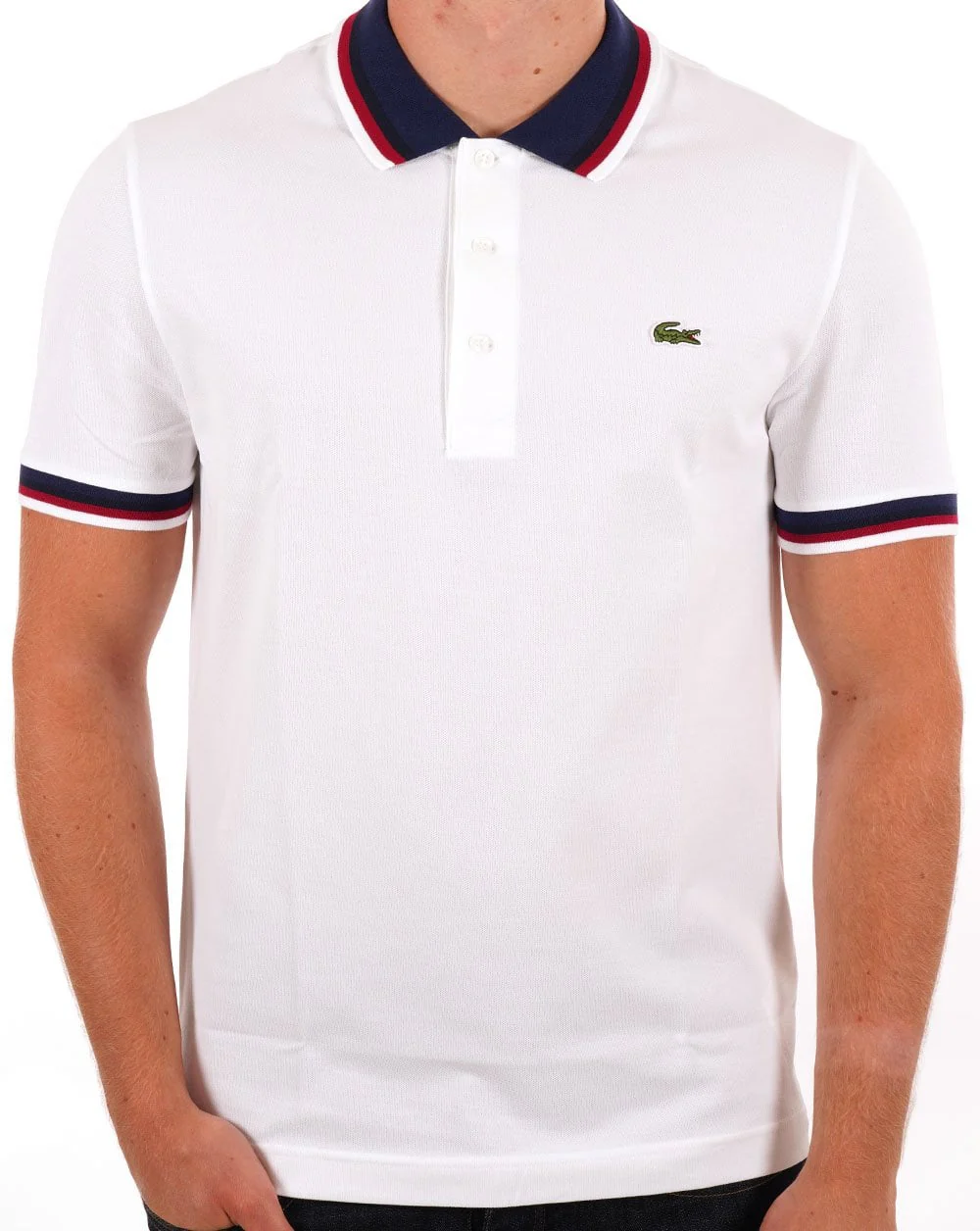 Lacoste Contrast Collar Polo Shirt White