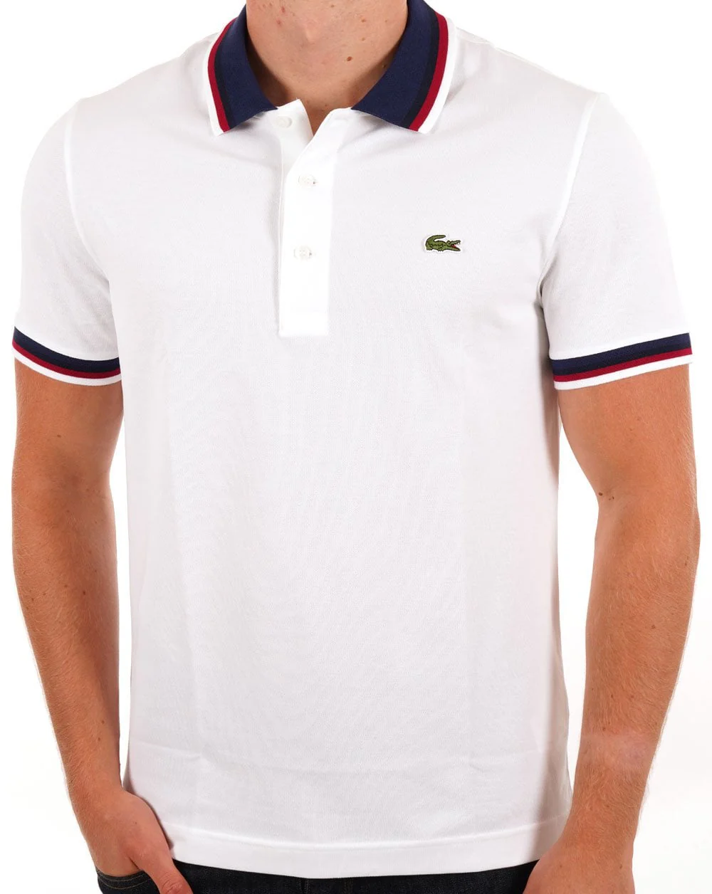Lacoste Contrast Collar Polo Shirt White - Image 3