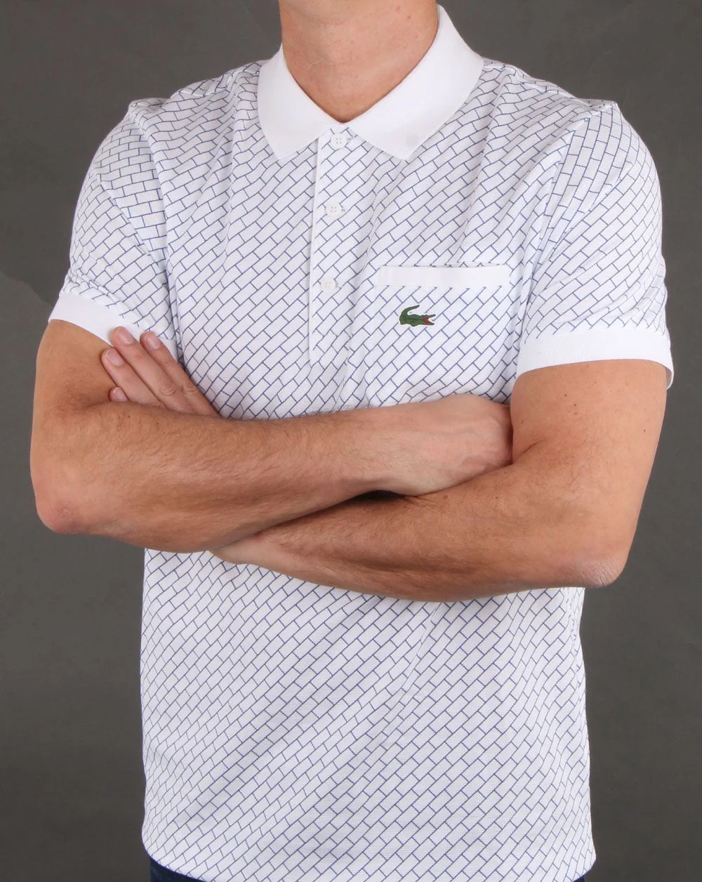Lacoste Contrast Collar Polo Shirt White and Navy - Image 4