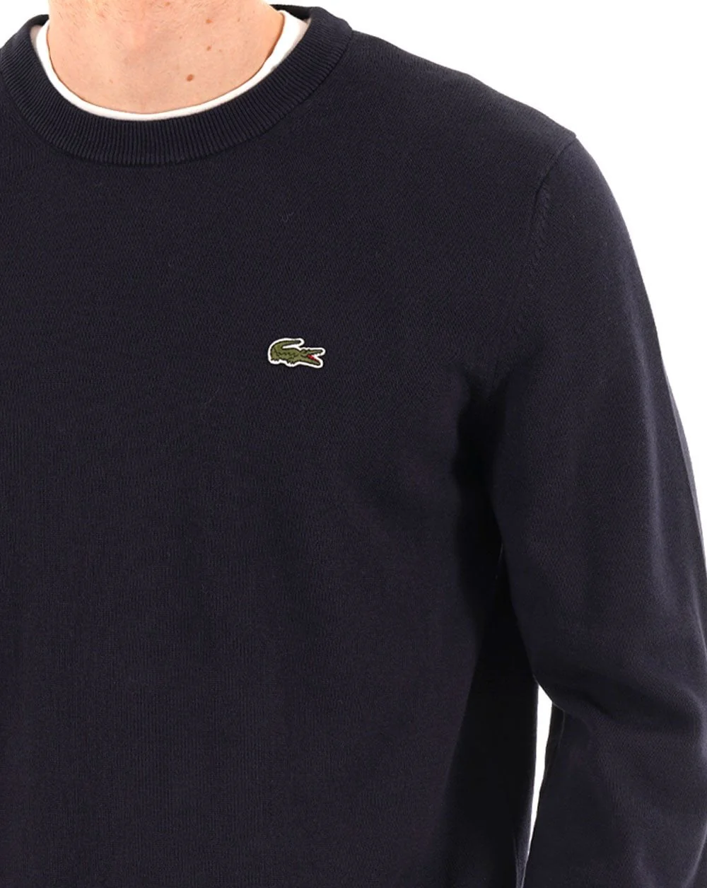 Lacoste Cotton Blend Crew Knit Navy - Image 2