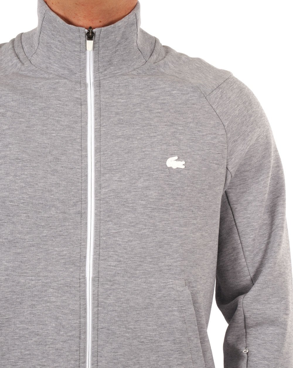Lacoste Cotton Blend Sweat Track Top Silver Chine - Image 2