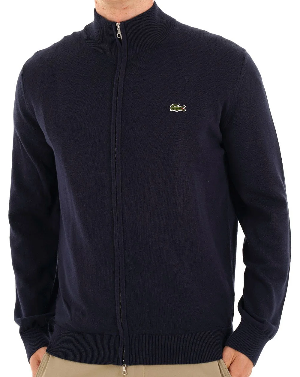 Lacoste Cotton Zip Through Sweater Navy - Image 2