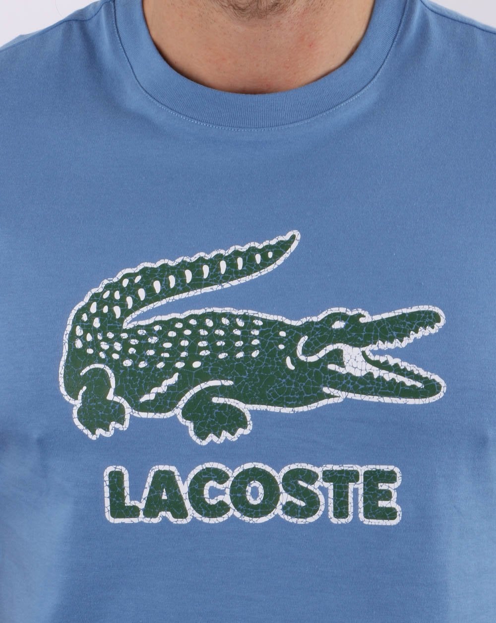 Lacoste Crackled Print Logo T Shirt Turquin Blue - Image 2