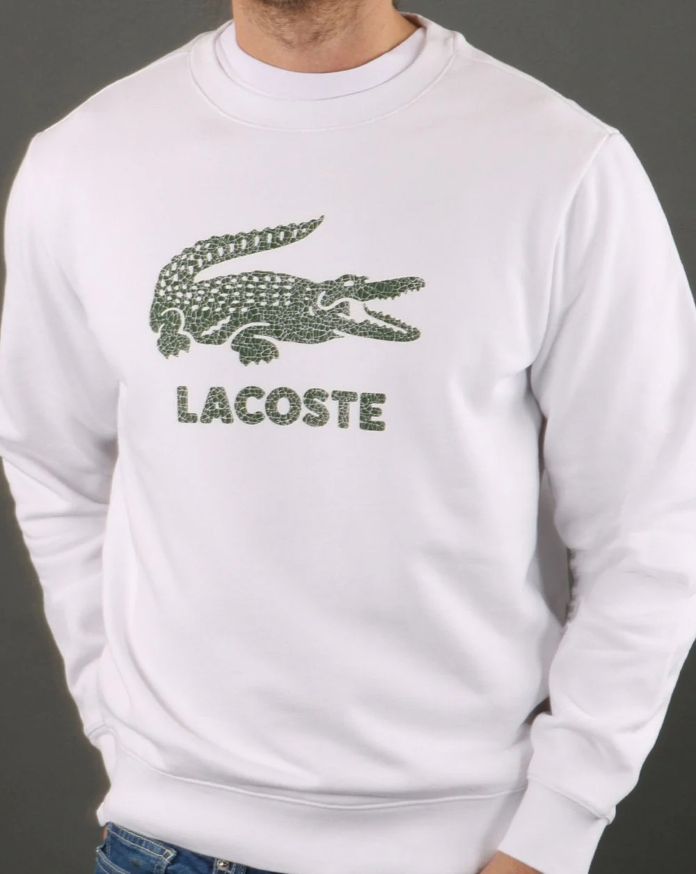 Lacoste Crackled Print Sweatshirt White - Image 3