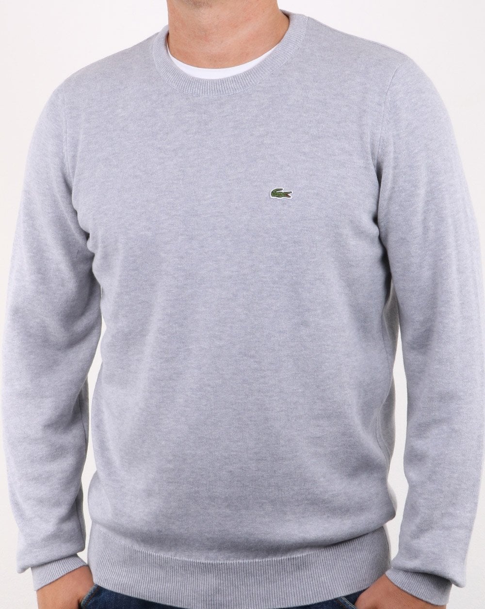 Lacoste Crew Neck Jumper Silver Grey - Image 3