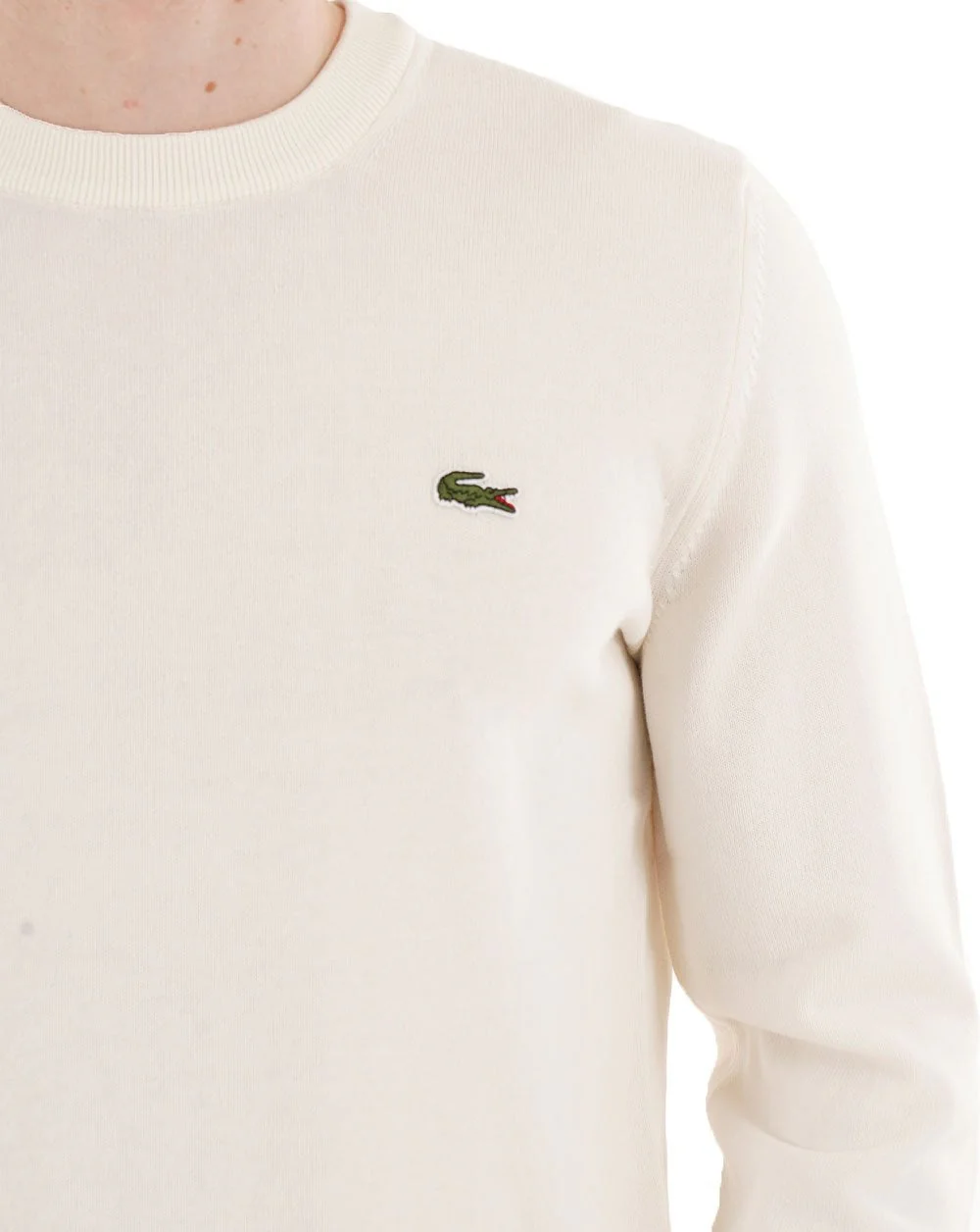 Lacoste Crew Neck Knit Jumper Flour - Image 2