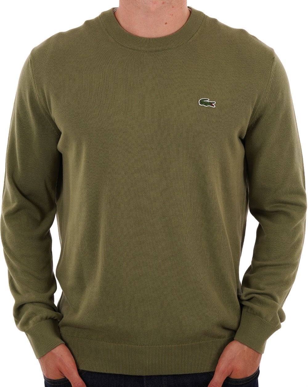 Lacoste Crew Neck Knit Jumper Khaki Green