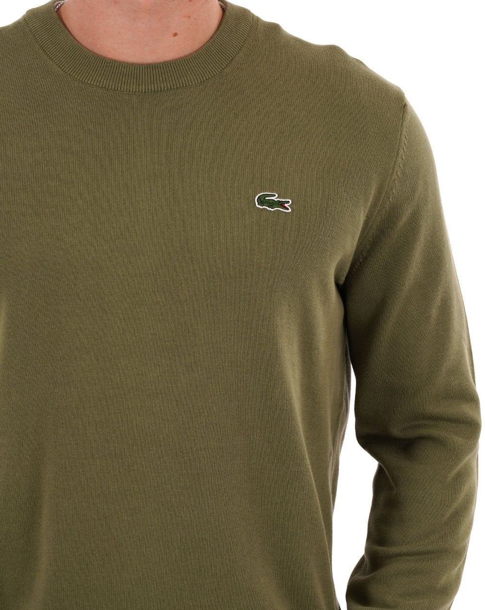Lacoste Crew Neck Knit Jumper Khaki Green - Image 2