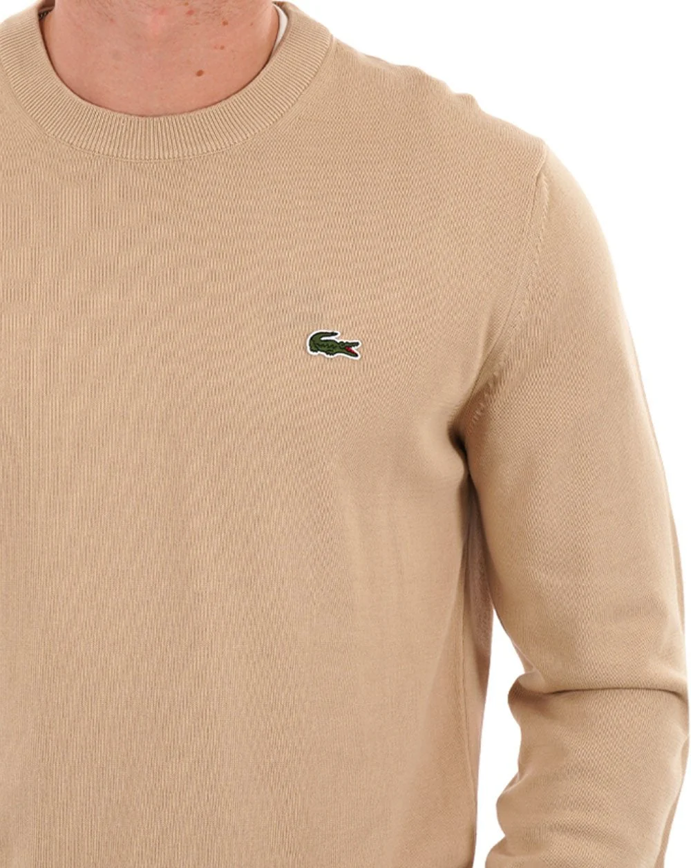 Lacoste Crew Neck Knit Jumper Sand - Image 2
