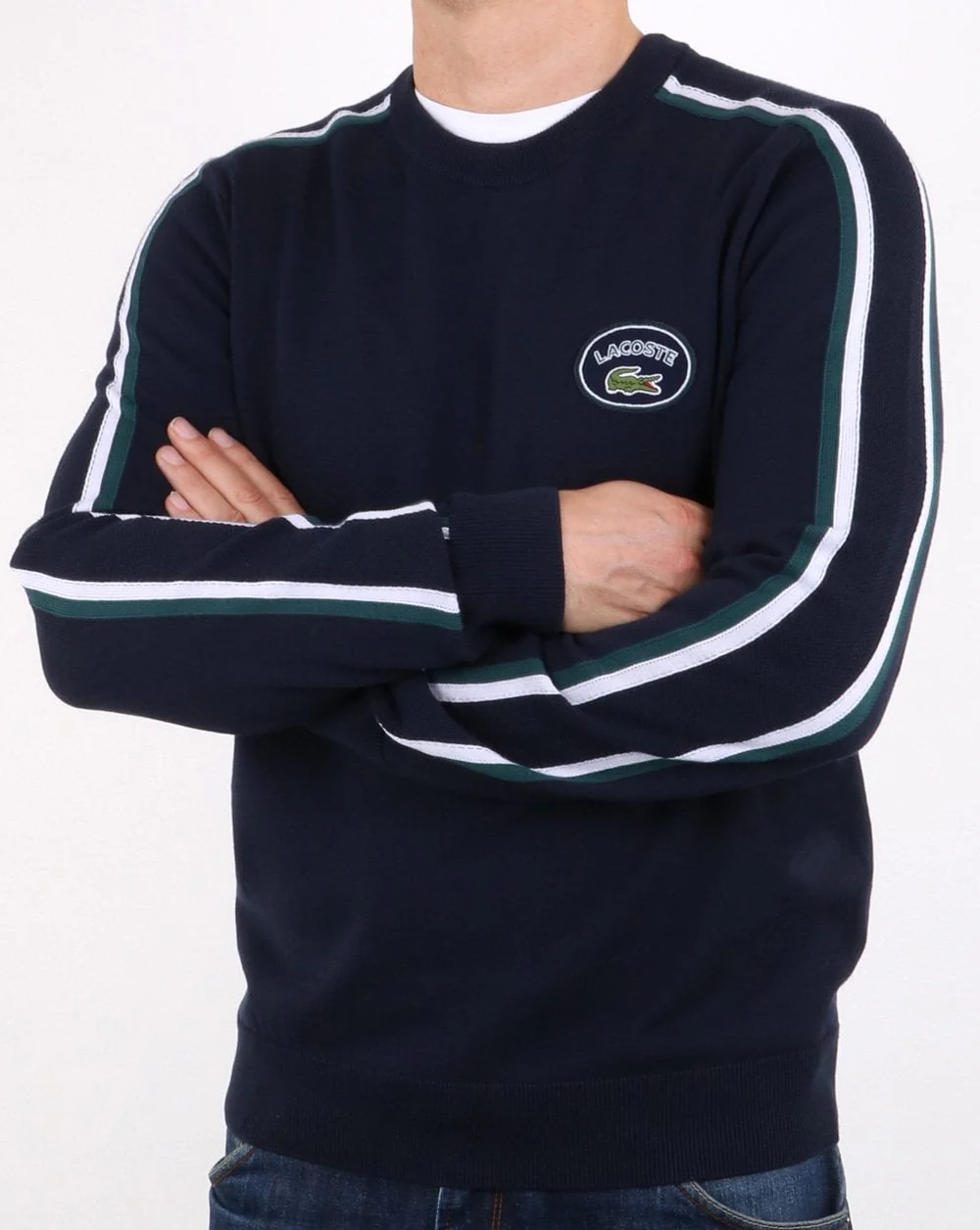 Lacoste Crew Vintage Jumper Navy/White - Image 3