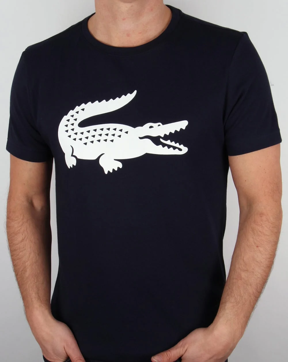 Lacoste Croc Print T Shirt Navy/White