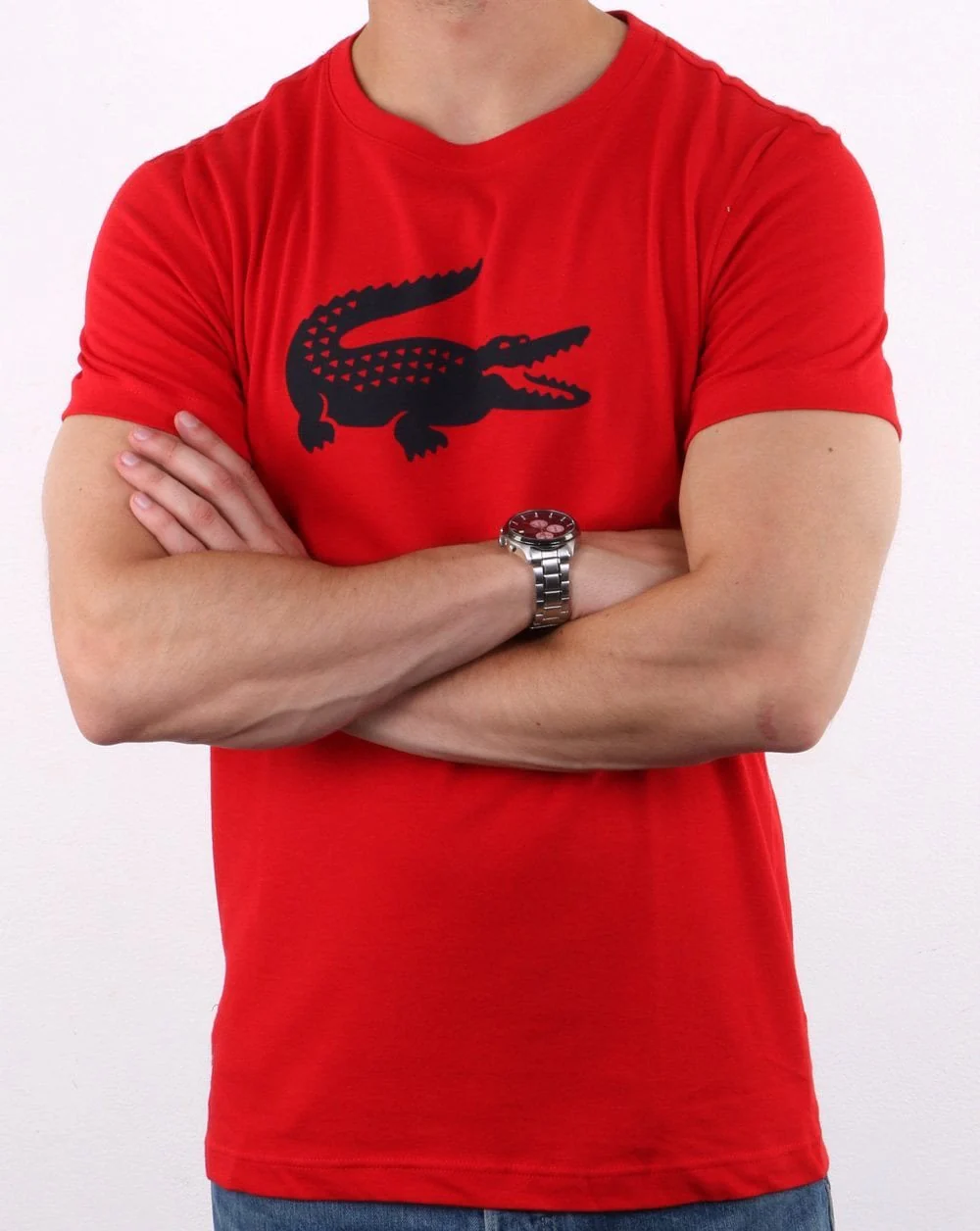 Lacoste Croc Print T Shirt Red/navy - Image 4
