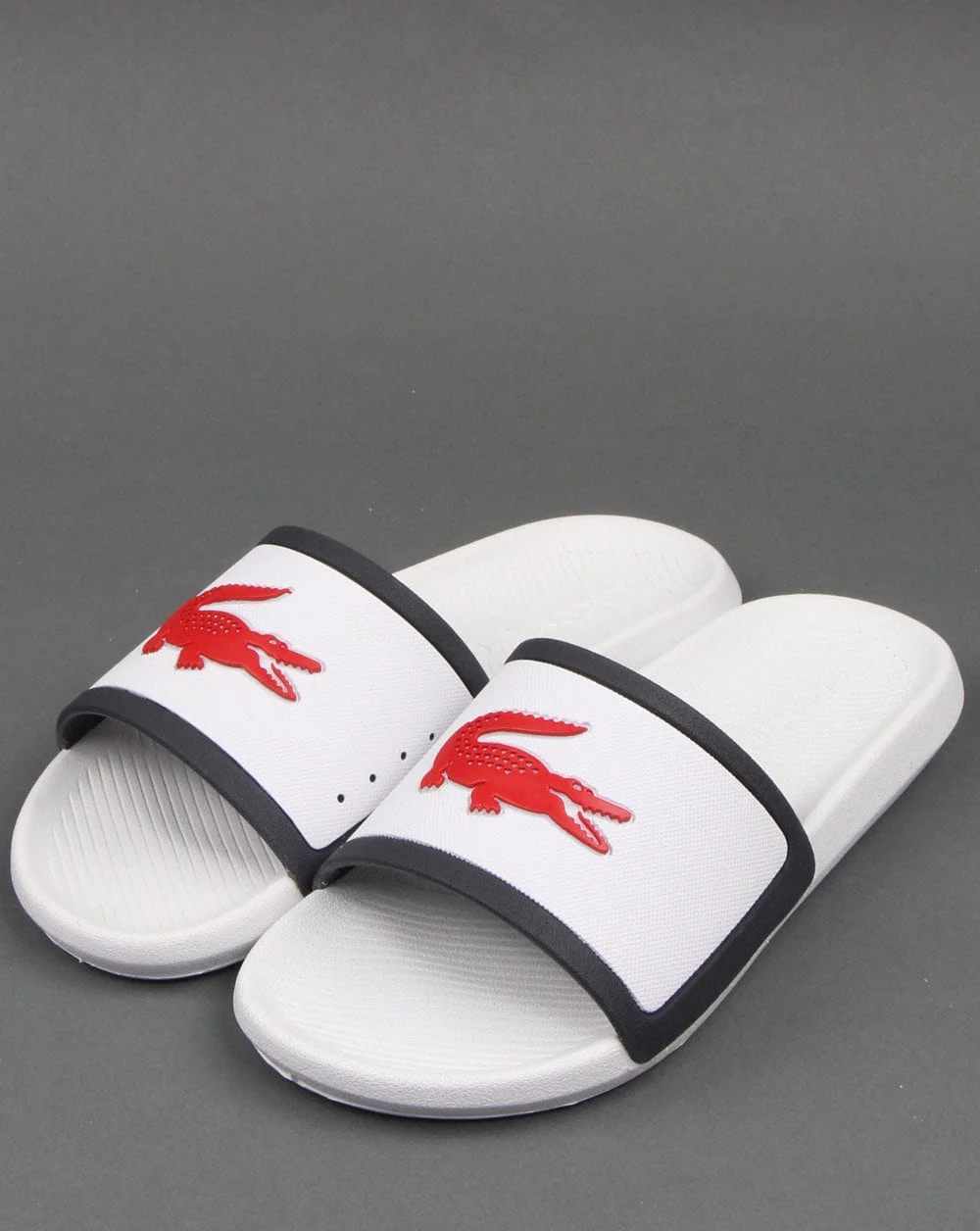 Lacoste Croco Sliders White/Navy/Red