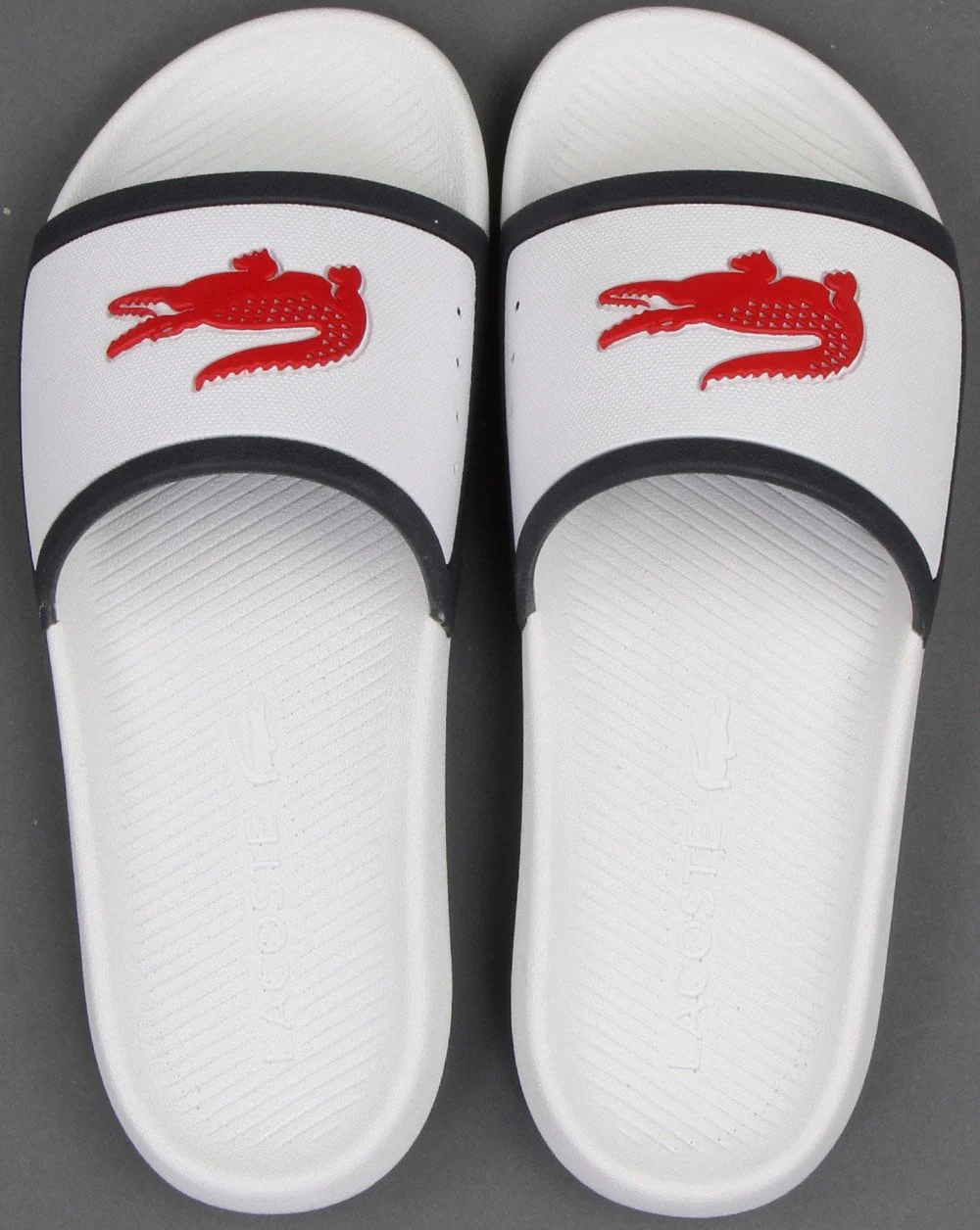 Lacoste Croco Sliders White/Navy/Red - Image 2