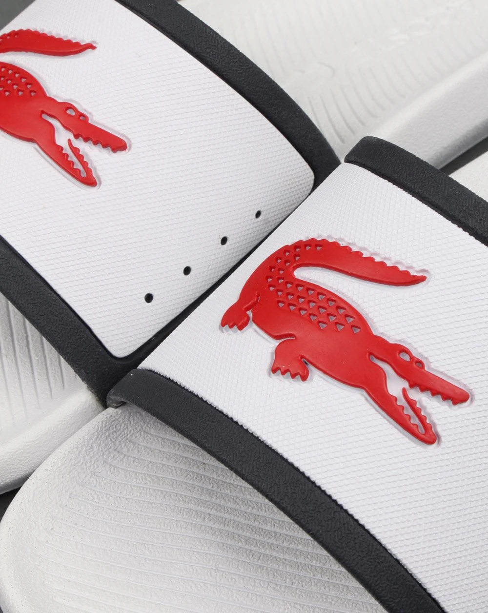 Lacoste Croco Sliders White/Navy/Red - Image 3