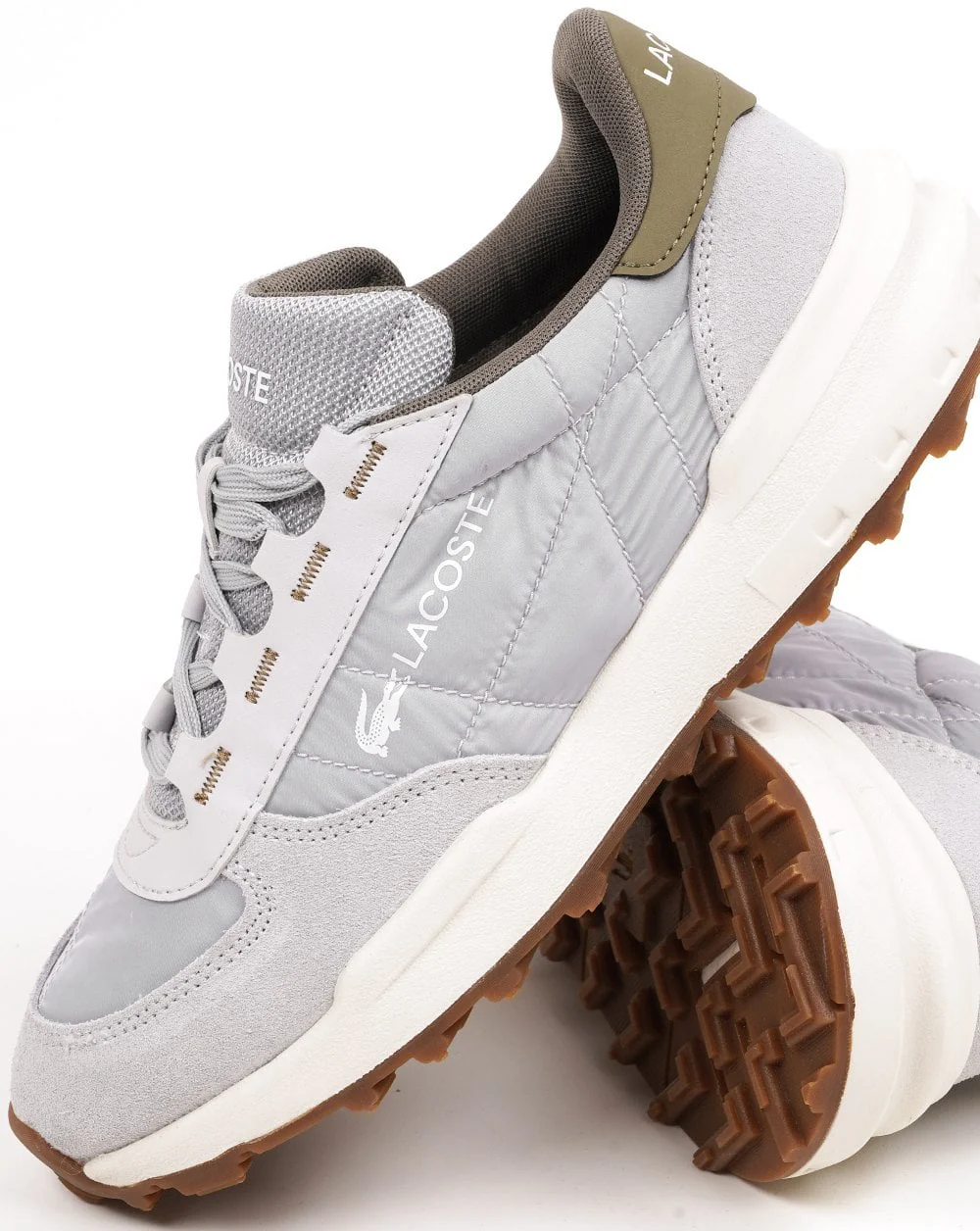 Lacoste Elite Active Evo Trainers Light Grey/Khaki - Image 3
