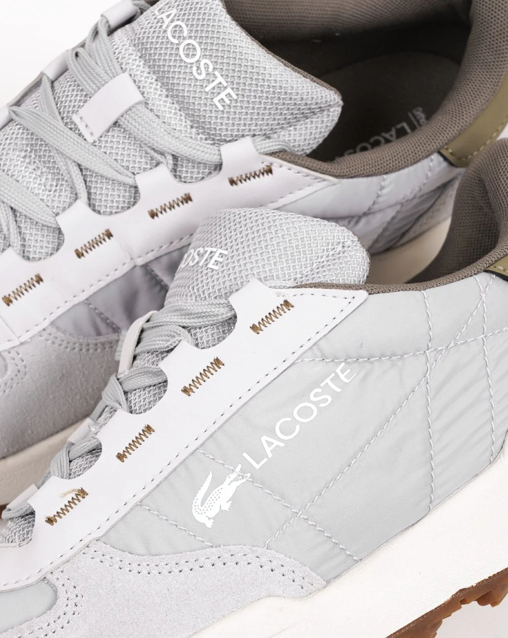 Lacoste Elite Active Evo Trainers Light Grey/Khaki - Image 4
