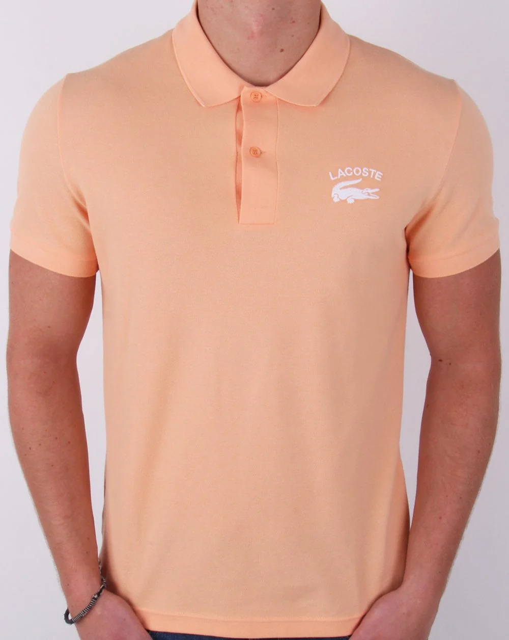 Lacoste Embroidered Logo Polo Shirt Peach - Image 3