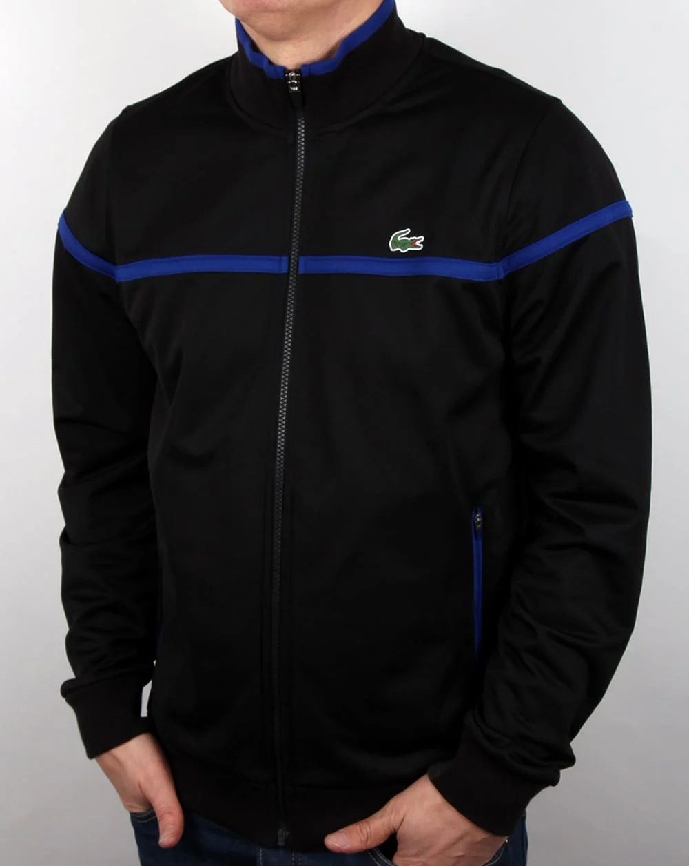 Lacoste Fine Stripe Track Top Black/french Blue - Image 2