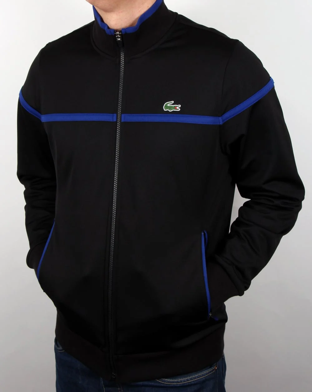 Lacoste Fine Stripe Track Top Black/french Blue - Image 3