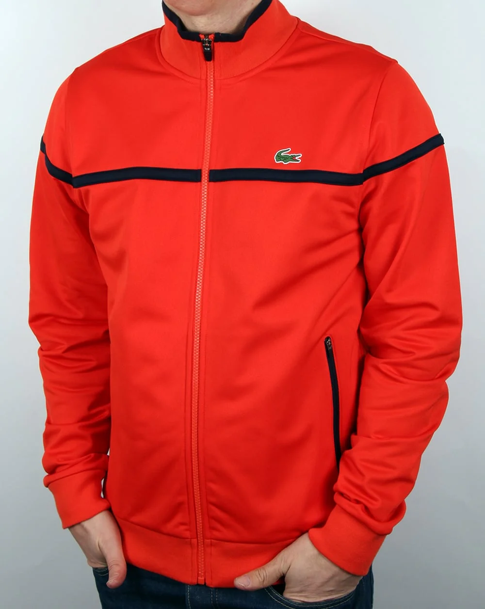 Lacoste Fine Stripe Track Top Etna Red/navy - Image 3