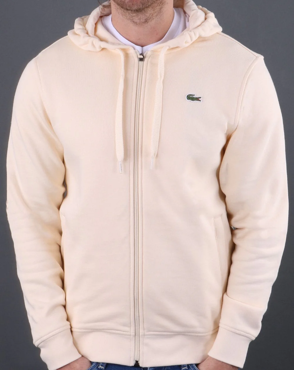 Lacoste Full Zip Hoodie Naturel Cream - Image 3