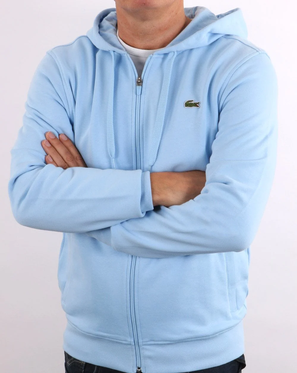 Lacoste Full Zip Hoodie Sky Blue - Image 4