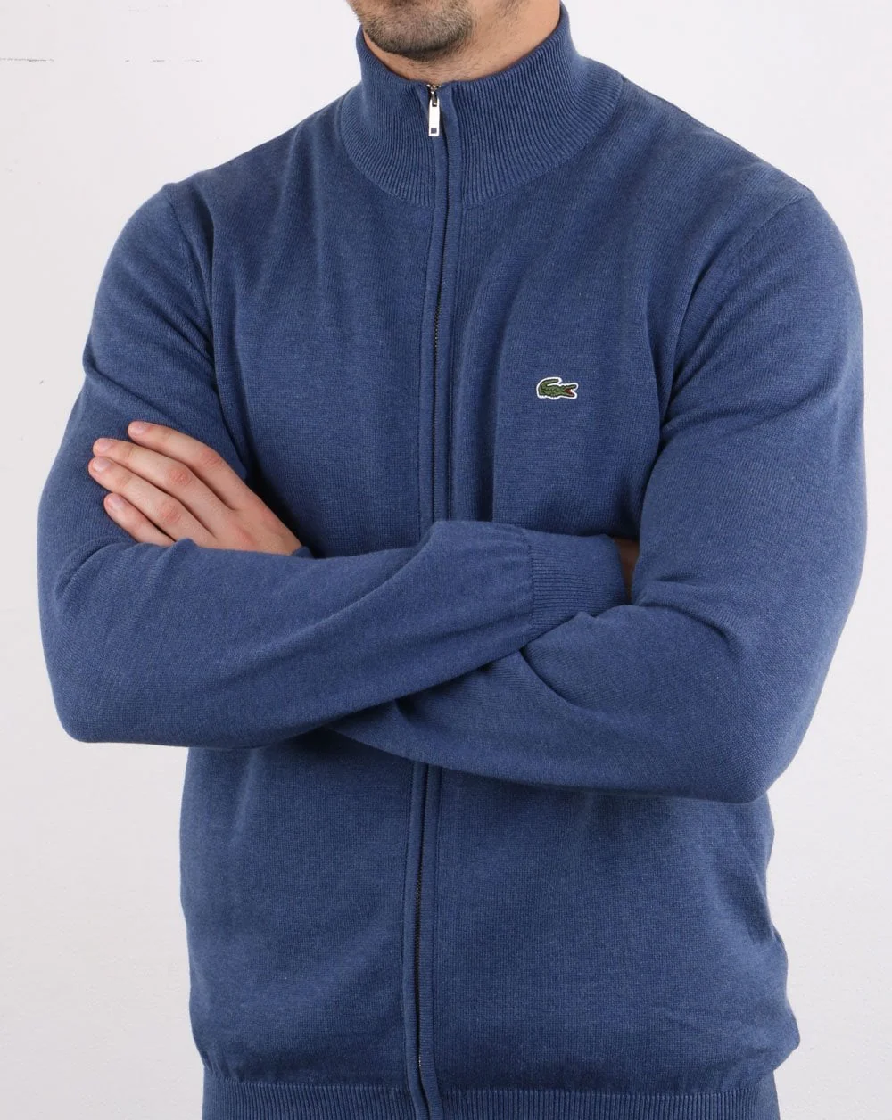 Lacoste Funnel Neck Zip Knitted Jumper Blue - Image 3