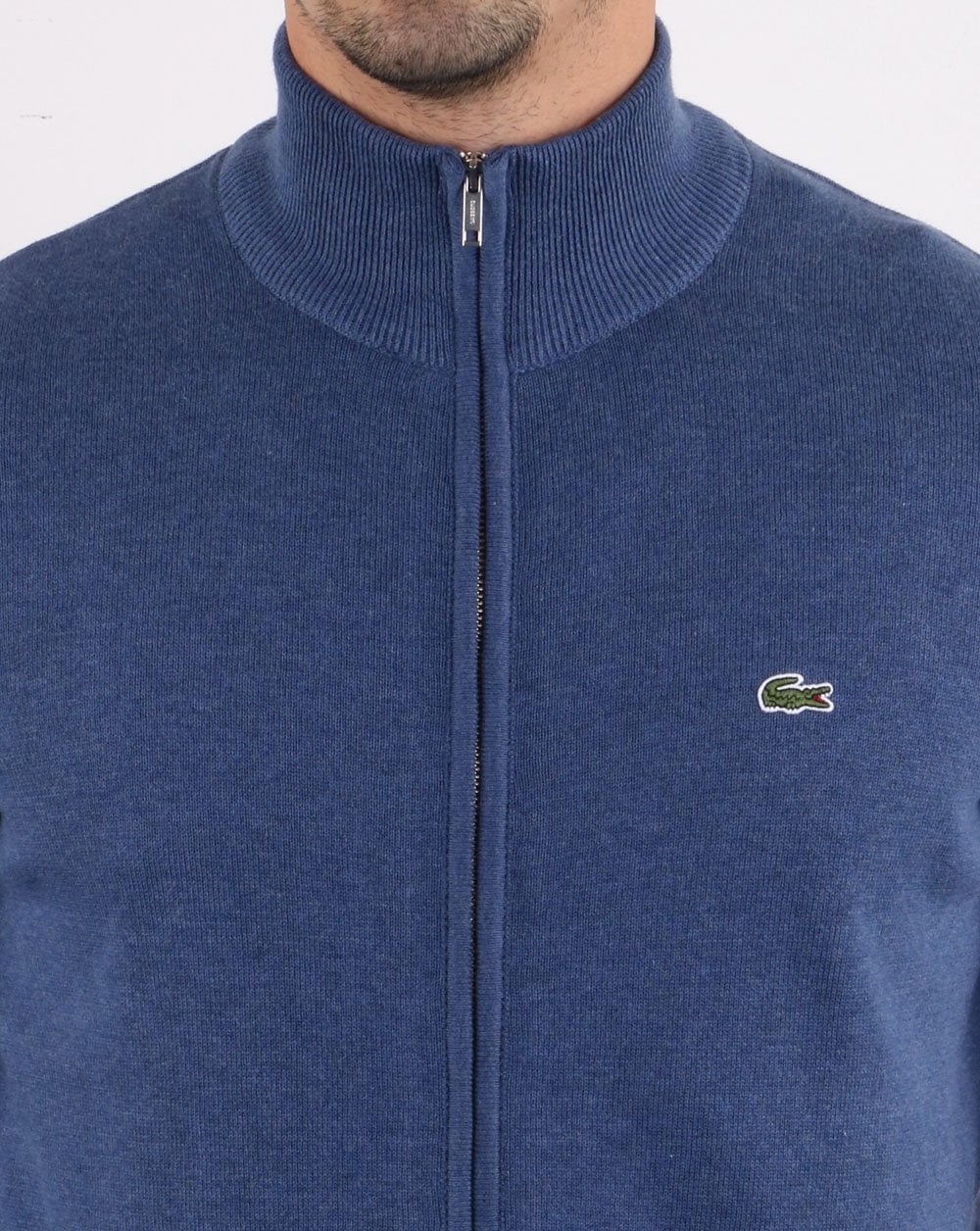 Lacoste Funnel Neck Zip Knitted Jumper Blue - Image 4