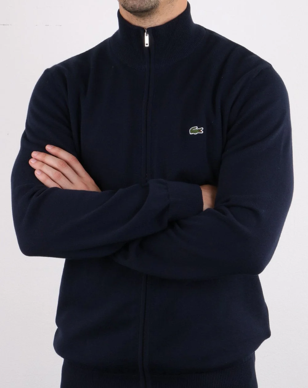 Lacoste Funnel Neck Zip Knitted Top Navy - Image 4