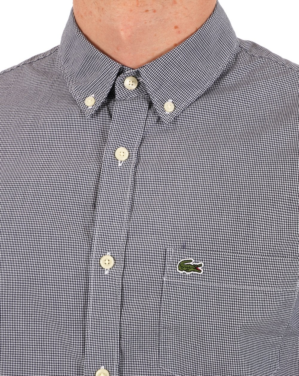 Lacoste Gingham Check SS Shirt Navy/White - Image 2