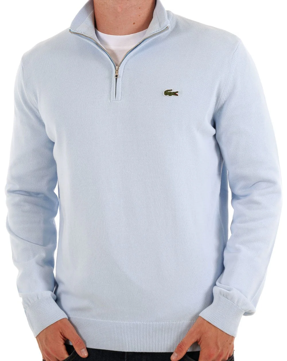 Lacoste Half Zip Knit Jumper Light Blue - Image 3