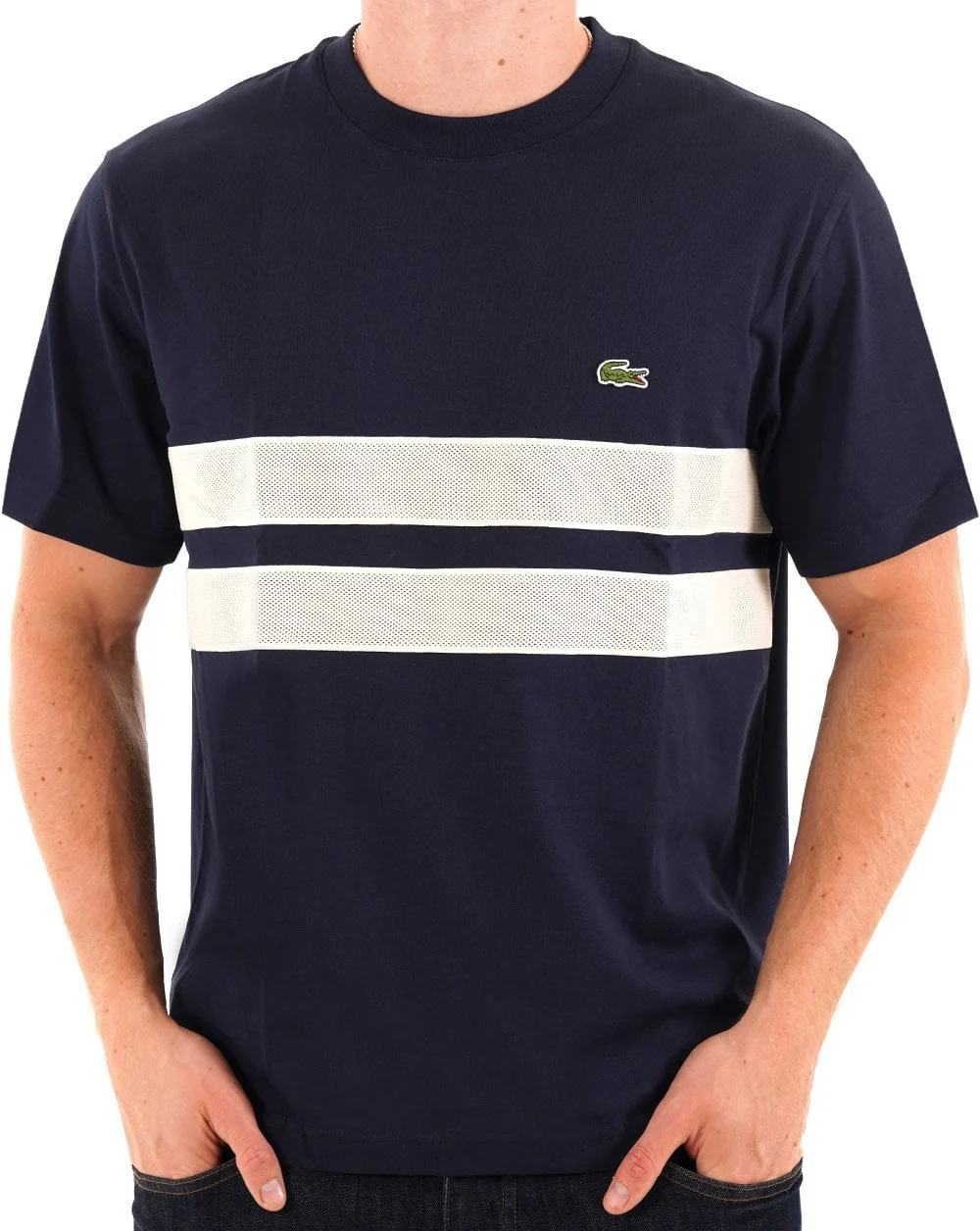 Lacoste Heavy Jersey Mesh Band T Shirt Navy