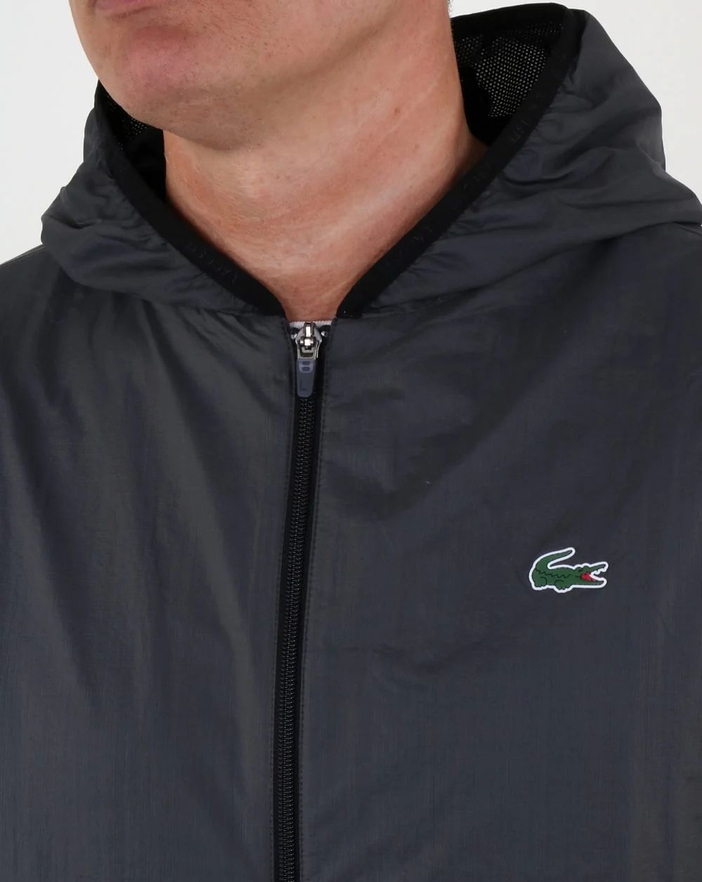 Lacoste Hooded Jacket Black/Charcoal - Image 2
