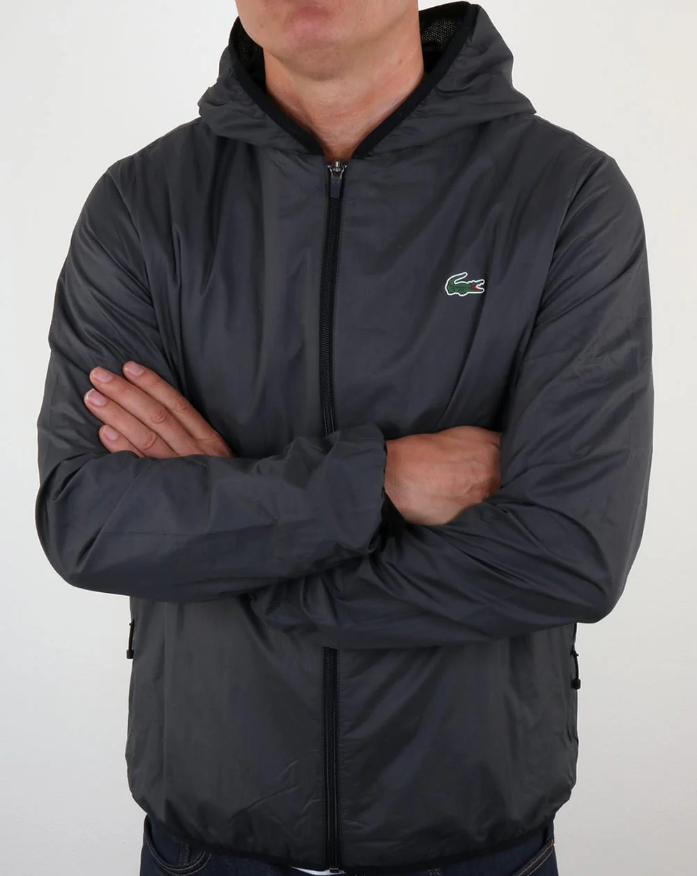 Lacoste Hooded Jacket Black/Charcoal - Image 3
