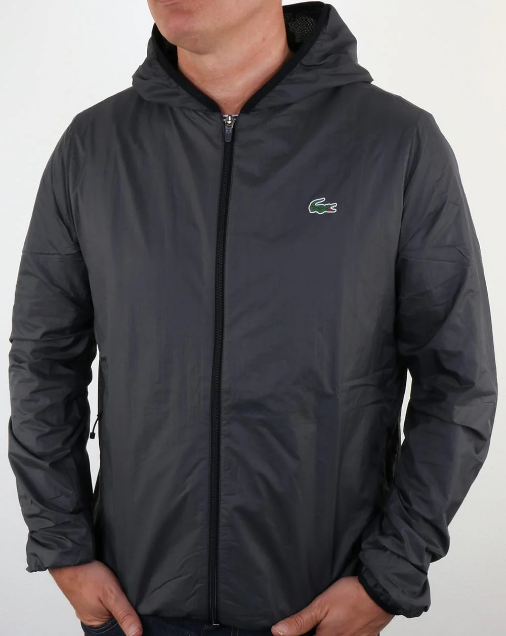 Lacoste Hooded Jacket Black/Charcoal - Image 4