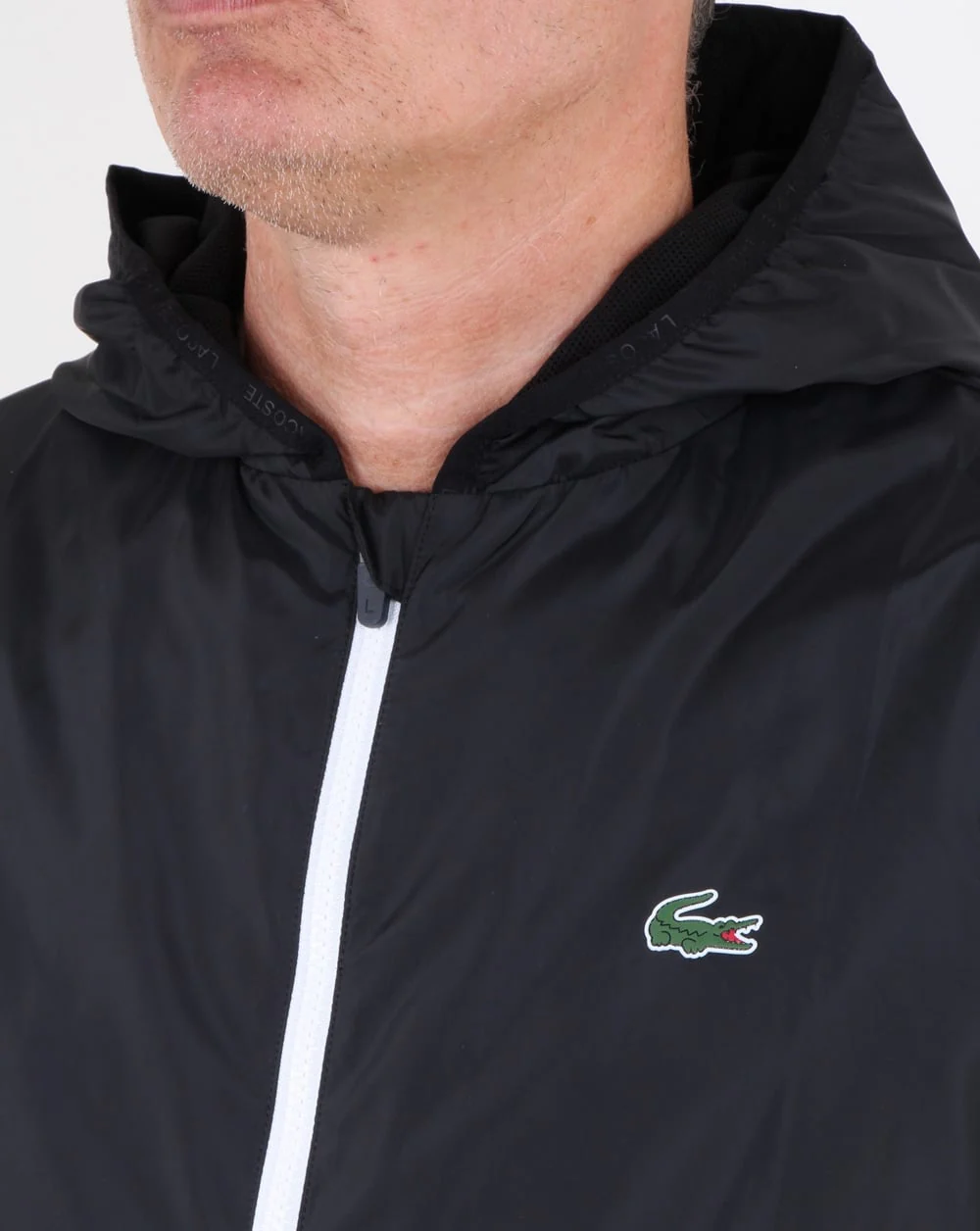 Lacoste Hooded Jacket Black/white - Image 2