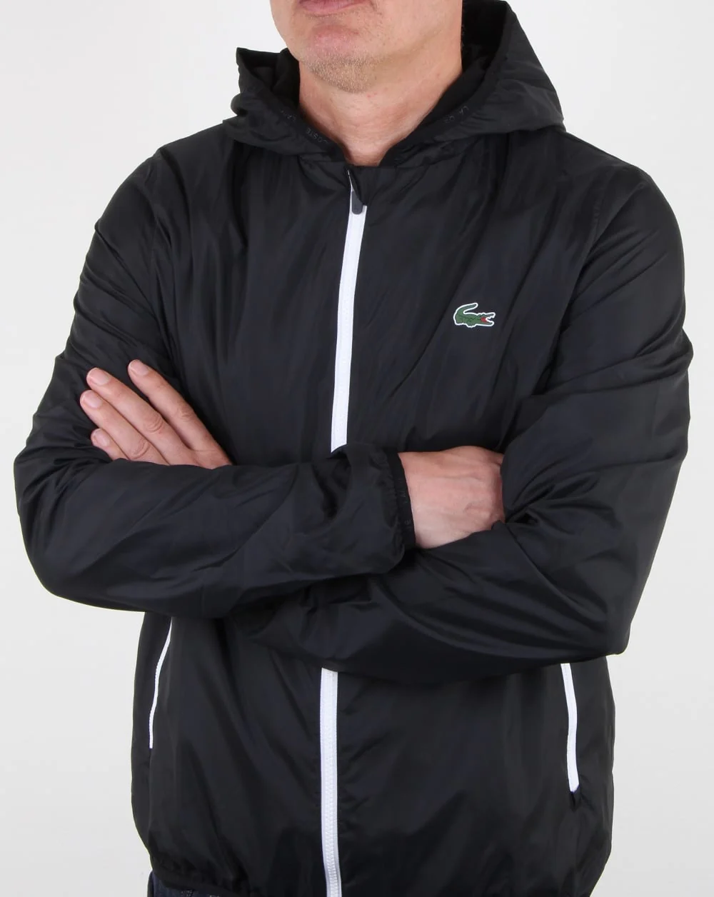 Lacoste Hooded Jacket Black/white - Image 3